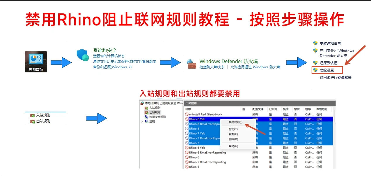 禁用 Rhino 阻止联网规则教程