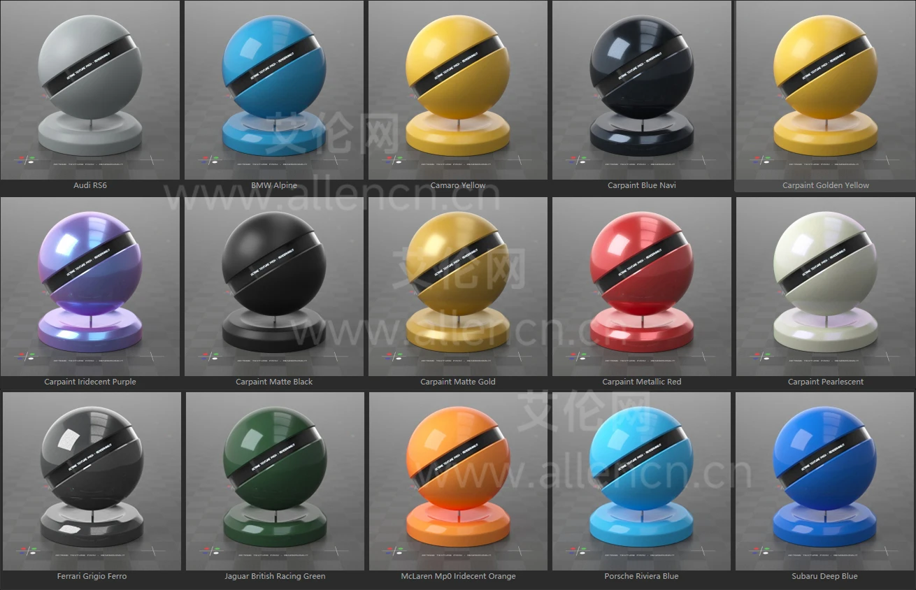 艾伦网-OC材质预设100组Octane纹理材质合集预设